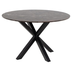 Heaven Dining Table - Brown Marble With Matt Black Base