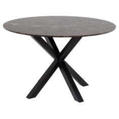Heaven 120cm Dining Table - Brown Marble With Matt Black Base