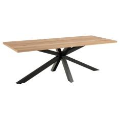 Heaven 220cm Dining Table - Oak Veneer With Matt Black Base