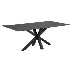 Heaven 200cm Dining Table - Black Ceramic With Matt Black Base