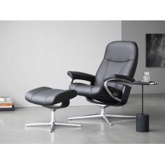Stressless Consul Chair & Footstool With Cross Base