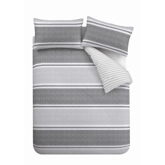 Catherine Lansfield Textured Banded Stripe Charcoal Duvet Set