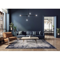 Asiatic Kuza Border Machine Made Rug - Navy