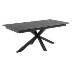 Heaven Extending 168cm/210 cm Dining Table - Black Ceramic With Matt Black Base