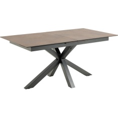 Heaven Extending Dining Table - Brown Ceramic With Matt Black Base Heaven Extending Dining Table - Brown Ceramic With Matt Black Base