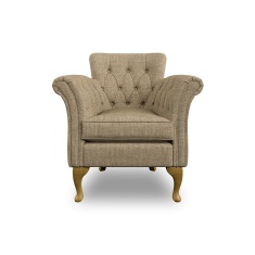 Wood Bros Knapton Armchair in Herringbone Moss with Veneto Rust Trim and Light Oak Feet