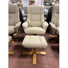 Utopia Recliner Chair & Stool Set - Bone Plush