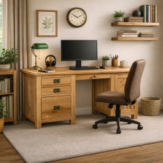 Ascot Rustic Oak Double Desk