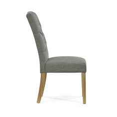 Ascot Grey Button Back Upholstered Dining Chair (Pair)