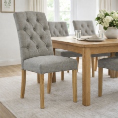 Ascot Grey Button Back Upholstered Dining Chair (Pair)
