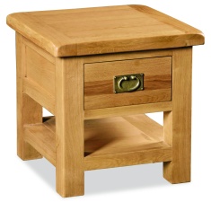 Ascot Rustic Oak Lamp Table With Drawer