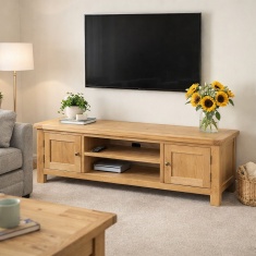Ascot Rustic Oak Large Low Line Media Stand
