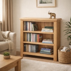 Ascot Rustic Oak Low Bookcase