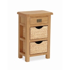 Ascot Rustic Oak Telephone Table With Baskets