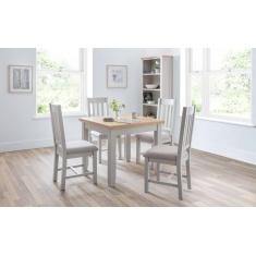 Julian Bowen Richmond 90cm/180cm Flip-Top Dining Table - Elephant Grey/Pale Oak