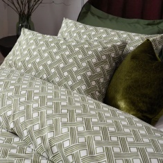 Hoem Alexa Abstract Cotton Rich Olive Duvet Cover Set