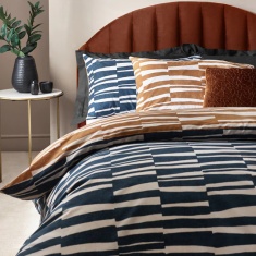 Hoem Piper Abstract Cotton Rich Reversible Dusk/Bronze Duvet Cover Set