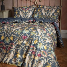 Liberty Traditional Floral Printed Piped Navy Duvet Cover Set