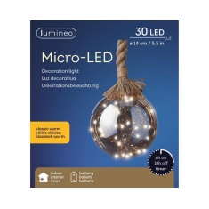 Lumineo Micro LED Rope Ball Light 14cm - Smoke Lumineo Micro LED Rope Ball Light 14cm - Smoke