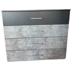Korbach Stone Grey & Metallic Grey Wide 4 Drawer Chest