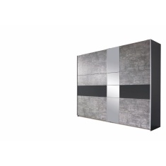 Korbach Stone Grey & Metallic Grey 261cm Sliding Door Wardrobe