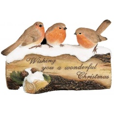 Premier Robins on Log Ornament