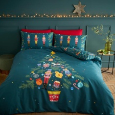 Catherine Lansfield Christmas Nutcracker Green Duvet Set