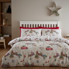 Catherine Lansfield Christmas Town White Duvet Set