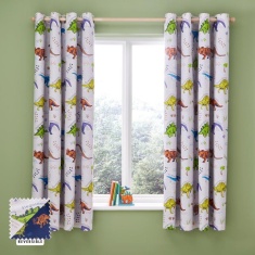 Catherine Lansfield Kids Prehistoric Dinosaurs Fully Reversible Curtains 66x72