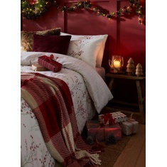 Laura Ashley Winter Pussy Willow Cranberry Red Duvet Set