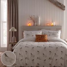 Dreams & Drapes Lodge Chickadee's Brushed Cotton Natural Duvet Set