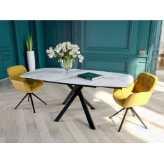 Akante Kheops 130cm/190cm Extending Dining Table - Matt Marble Akante Kheops 130cm/190cm Extending Dining Table - Matt Marble