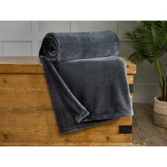 Deyongs Hudson Flannel Bonded Sherpa Throw - Charcoal