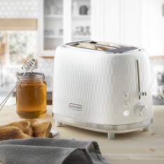 Daewoo SDA2603GE 2 Slice Honeycomb Toaster - White