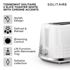 Tower T20082WHT Solitaire 2 Slice Toaster - White