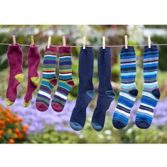 Town & Country Twin Pack Ramble Socks 7-11 - Navy/Multi