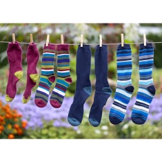 Town & Country Twin Pack Ramble Socks 4-7 - Pink/Multi