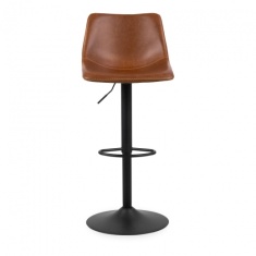 Oregon Height Adjustable Faux Leather Swivel Bar Stool - Brandy