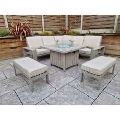 Signature Weave Venus Corner Sofa With 2 Benches & Gas Fire Pit Table