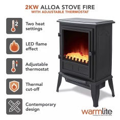 Warmlite Wl46032BF 2KW Alloa Log Effect Stove