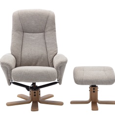 Leon Swivel Chair and Stool Set In Sand Fabric