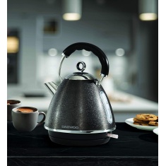 Daewoo SDA2052 Glace Noir 1.7L Kettle - Silver/Black