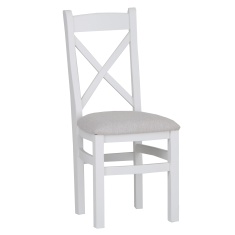Easton Cross Back Dining Chair With Fabric Seat - White