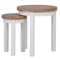 Easton Round Nest of 2 Tables - White