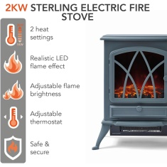 Warmlite WL46018G Stirling 2kW Electric Stove Fire - Grey