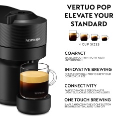 Nespresso 11729 Vertuo Pop Coffee Pod Machine 600ml - Liquorice Black