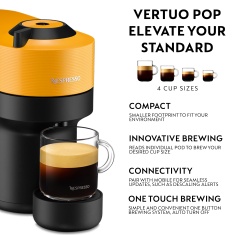 Nespresso 11735 Vertuo Pop Coffee Pod Machine 600ml - Mango Yellow