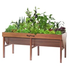 VegTrug Aluminium Raised Planter - Teak Wood Effect