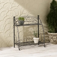 VegTrug 2 Tier Metal Folding Plant Stand - Black