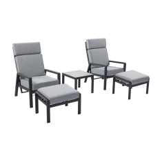 W Garden Living Cuba Reclining Garden Bistro Set - Ash Grey